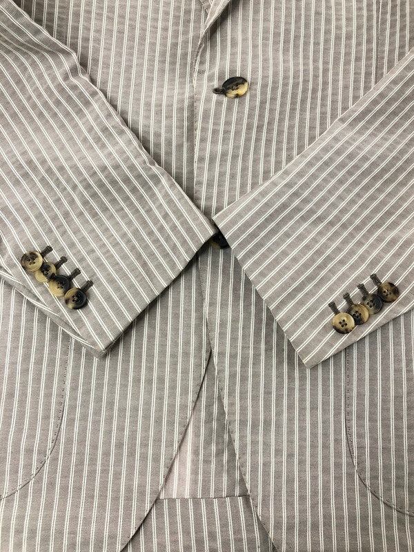 【中古品】【メンズ】 ISAIA イザイア TAILORED JACKET シルク混 テーラード ジャケット ライトアウター 147-260619-rt-10-tagh サイズ：下記参照 カラー：グレー 万代Net店