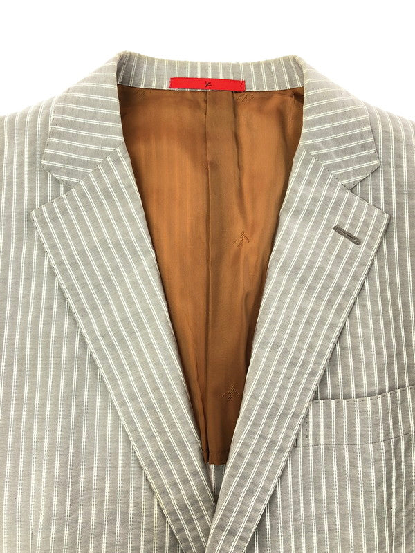 【中古品】【メンズ】 ISAIA イザイア TAILORED JACKET シルク混 テーラード ジャケット ライトアウター 147-260619-rt-10-tagh サイズ：下記参照 カラー：グレー 万代Net店
