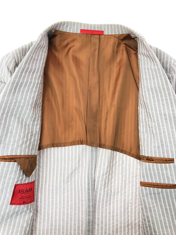 【中古品】【メンズ】 ISAIA イザイア TAILORED JACKET シルク混 テーラード ジャケット ライトアウター 147-260619-rt-10-tagh サイズ：下記参照 カラー：グレー 万代Net店