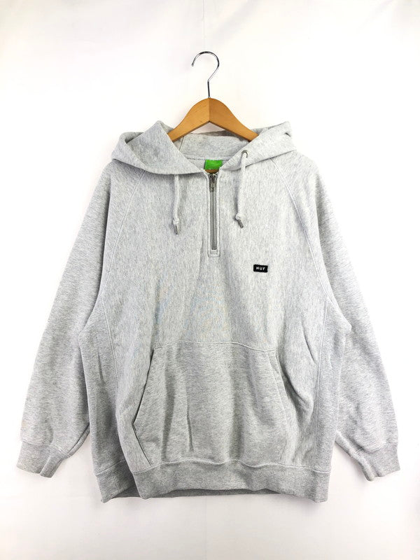 【中古品】【メンズ】 HUF ハフ HALF ZIP HOODIE ハーフ ジップ フーディー パーカー トップス 142-260619-rt-05-tagh サイズ：L カラー：グレー 万代Net店
