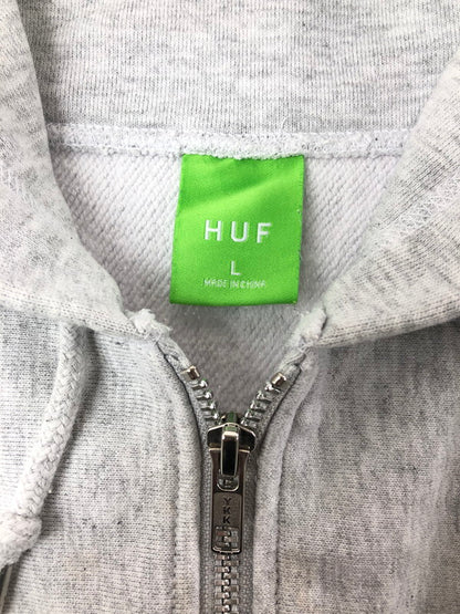 【中古品】【メンズ】 HUF ハフ HALF ZIP HOODIE ハーフ ジップ フーディー パーカー トップス 142-260619-rt-05-tagh サイズ：L カラー：グレー 万代Net店