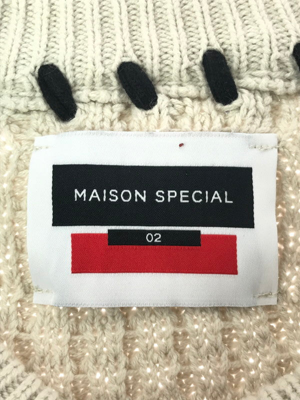 【中古品】【メンズ】 MAISON SPECIAL メゾン スペシャル CREW NECK KNIT SWEATER 11212361338 鬼ワッフルクレイジーステッチ クルーネック ニット セーター トップス 140-260619-rt-24-tagh サイズ：2 カラー：ベージュ 万代Net店