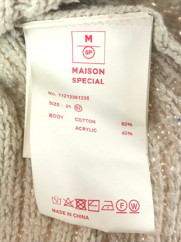 【中古品】【メンズ】 MAISON SPECIAL メゾン スペシャル CREW NECK KNIT SWEATER 11212361338 鬼ワッフルクレイジーステッチ クルーネック ニット セーター トップス 140-260619-rt-24-tagh サイズ：2 カラー：ベージュ 万代Net店