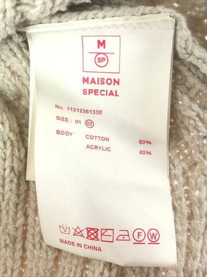 【中古品】【メンズ】 MAISON SPECIAL メゾン スペシャル CREW NECK KNIT SWEATER 11212361338 鬼ワッフルクレイジーステッチ クルーネック ニット セーター トップス 140-260619-rt-24-tagh サイズ：2 カラー：ベージュ 万代Net店