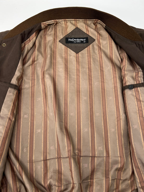 【中古品】【メンズ】 YVES SAINT LAURENT イヴ・サンローラン ZIP UP BLOUSON ジップアップブルゾン ライトアウター ジャケット 146-260627-kk-04-hon サイズ：95 カラー：ブラウン 万代Net店