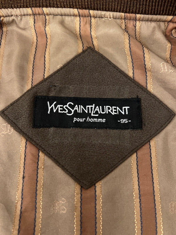 【中古品】【メンズ】 YVES SAINT LAURENT イヴ・サンローラン ZIP UP BLOUSON ジップアップブルゾン ライトアウター ジャケット 146-260627-kk-04-hon サイズ：95 カラー：ブラウン 万代Net店