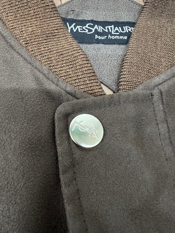 【中古品】【メンズ】 YVES SAINT LAURENT イヴ・サンローラン ZIP UP BLOUSON ジップアップブルゾン ライトアウター ジャケット 146-260627-kk-04-hon サイズ：95 カラー：ブラウン 万代Net店