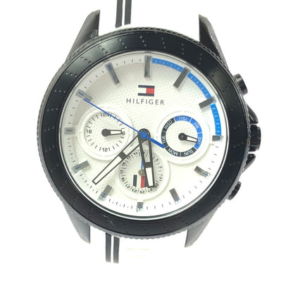 【中古品】【メンズ】 TOMMY HILFIGER トミーヒルフィガー AIDEN QUARTZ WATCH TH.430.1.34.3094 エイデン クォーツ ウォッチ 腕時計 198-260620-na-08-tagh カラー：ホワイト/ブラック 万代Net店