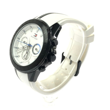 【中古品】【メンズ】 TOMMY HILFIGER トミーヒルフィガー AIDEN QUARTZ WATCH TH.430.1.34.3094 エイデン クォーツ ウォッチ 腕時計 198-260620-na-08-tagh カラー：ホワイト/ブラック 万代Net店