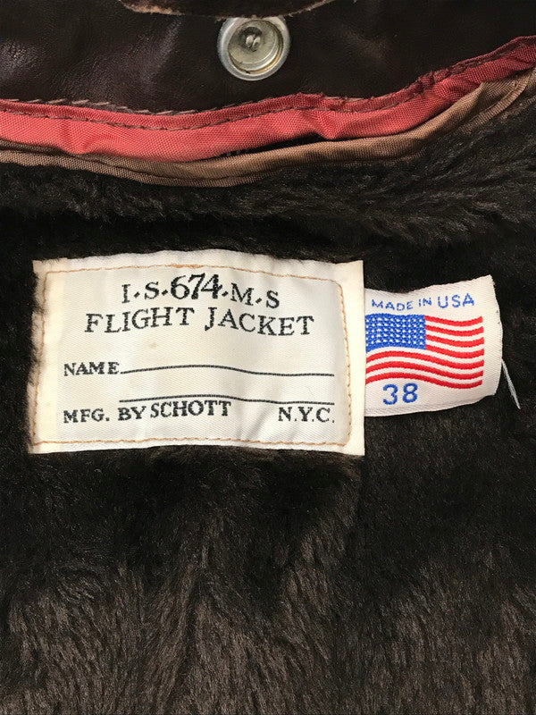 【中古品】【メンズ】 SCHOTT ショット 70's～80's I.S.674.M.S FLIGHT JACKET 70～80年代 フライト ジャケット アウター　ヴィンテージ 146-260704-rt-05-tag サイズ：38 カラー：ブラウン 万代Net店