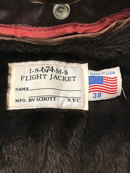 【中古品】【メンズ】 SCHOTT ショット 70's～80's I.S.674.M.S FLIGHT JACKET 70～80年代 フライト ジャケット アウター　ヴィンテージ 146-260704-rt-05-tag サイズ：38 カラー：ブラウン 万代Net店