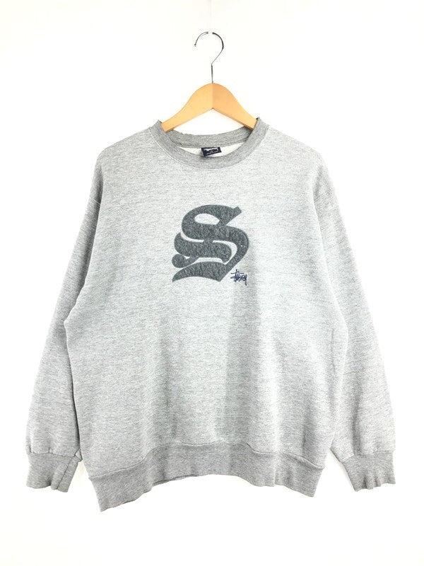 【中古品】【メンズ】 STUSSY ステューシー 90's PATCH S LOGO CREW NECK SWEAT パッチ ロゴ クルーネック スウェット トレーナー トップス 142-260625-rt-16-tagh サイズ：M カラー：グレー 万代Net店
