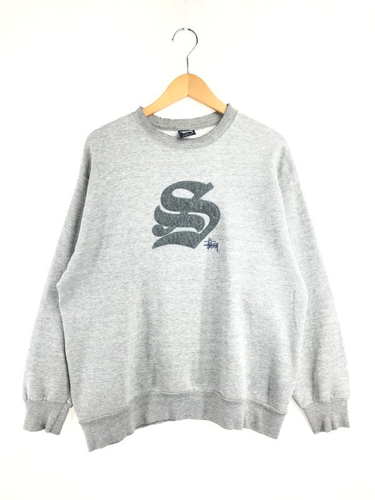 【中古品】【メンズ】 STUSSY ステューシー 90's PATCH S LOGO CREW NECK SWEAT パッチ ロゴ クルーネック スウェット トレーナー トップス 142-260625-rt-16-tagh サイズ：M カラー：グレー 万代Net店