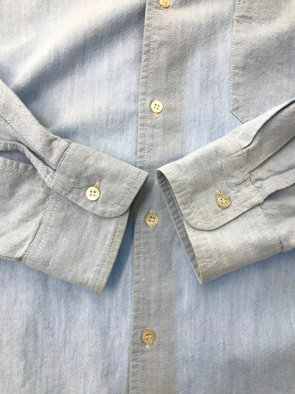 【中古品】【メンズ】 OLD STUSSY オールドステューシー 80'S L/S LOGO EMBROIDERY SHIRT 80年代 ロゴ 刺繍 シャツ USA製 黒タグ 長袖シャツ 142-260621-na-06-tagh サイズ：L カラー：ライトブルー 万代Net店