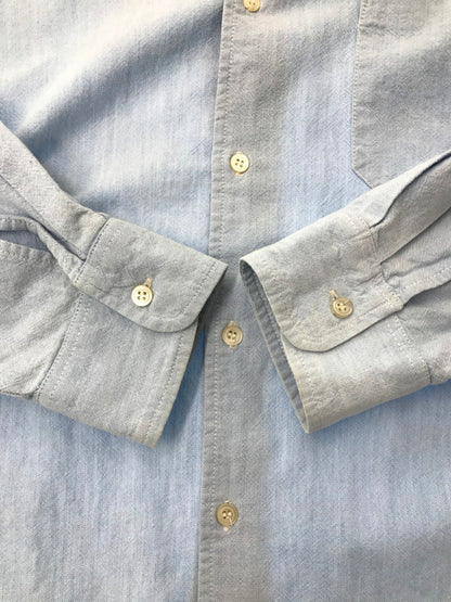 【中古品】【メンズ】 OLD STUSSY オールドステューシー 80'S L/S LOGO EMBROIDERY SHIRT 80年代 ロゴ 刺繍 シャツ USA製 黒タグ 長袖シャツ 142-260621-na-06-tagh サイズ：L カラー：ライトブルー 万代Net店