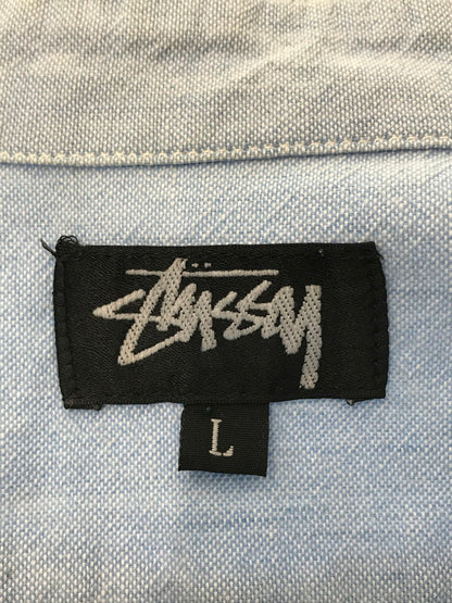 【中古品】【メンズ】 OLD STUSSY オールドステューシー 80'S L/S LOGO EMBROIDERY SHIRT 80年代 ロゴ 刺繍 シャツ USA製 黒タグ 長袖シャツ 142-260621-na-06-tagh サイズ：L カラー：ライトブルー 万代Net店