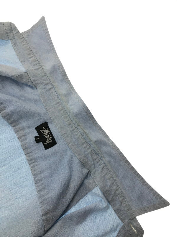 【中古品】【メンズ】 OLD STUSSY オールドステューシー 80'S L/S LOGO EMBROIDERY SHIRT 80年代 ロゴ 刺繍 シャツ USA製 黒タグ 長袖シャツ 142-260621-na-06-tagh サイズ：L カラー：ライトブルー 万代Net店