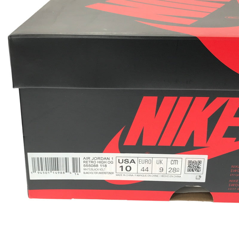 【中古美品】【メンズ】 NIKE ナイキ AIR JORDAN 1 HIGH OG 555088-118 エアジョーダン 1 ハイ スニーカー 靴 160-260616-na-15-tagh サイズ：28cm US 10 カラー：WHITE/BLACK-VOLT 万代Net店
