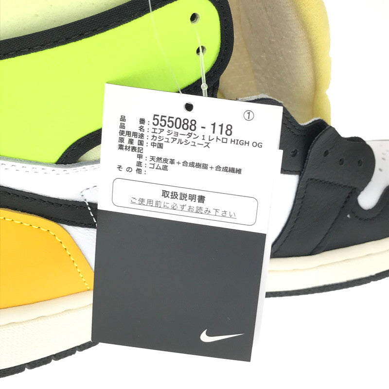 【中古美品】【メンズ】 NIKE ナイキ AIR JORDAN 1 HIGH OG 555088-118 エアジョーダン 1 ハイ スニーカー 靴 160-260616-na-15-tagh サイズ：28cm US 10 カラー：WHITE/BLACK-VOLT 万代Net店