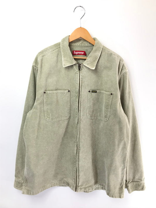 【中古美品】【メンズ】 SUPREME シュプリーム 24SS WASHED CORDUROY ZIP UP SHIRT ウォッシュド コーデュロイ ジップ アップ シャツ 149-260701-rt-17-tag サイズ：XL カラー：カーキ 万代Net店