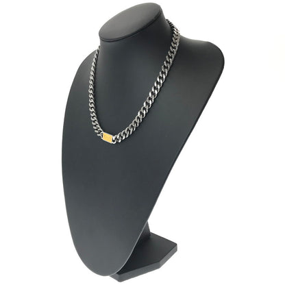 【中古品】【メンズ】 DOLCE&GABBANA ドルチェアンドガッバーナ STAINLESS LOGO PLATE CHAIN NECKLACE ロゴプレート 喜平 チェーンネックレス アクセサリー 192-260623-na-09-tagh カラー：シルバー 万代Net店