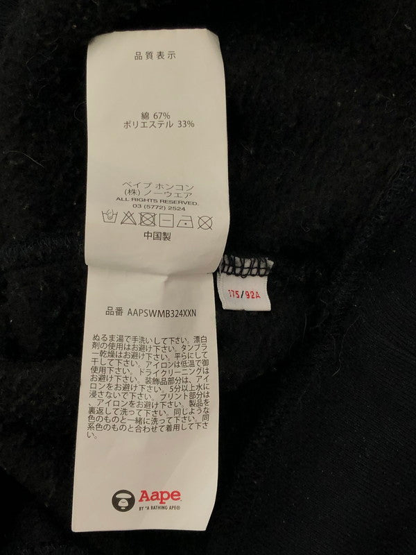 【中古品】【メンズ】 AAPE BY A BATHING APE エーエイプ バイ ア ベイシング エイプ RAGLAN PULLOVER HOODIE AAPSWMB324XXN ラグラン プルオーバー フーディー トップス 142-260627-rt-07-tagh サイズ：M カラー：ブラック 万代Net店
