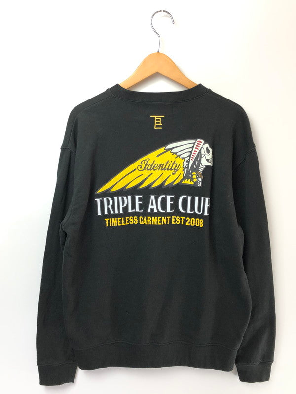 【中古品】【メンズ】 TRIPLE ACE CLUB トリプル エース クラブ SKUL INDIAN SWEAT スカル インディアン スウェット トレーナー トップス 145-260627-rt-10-tagh サイズ：L カラー：ブラック 万代Net店