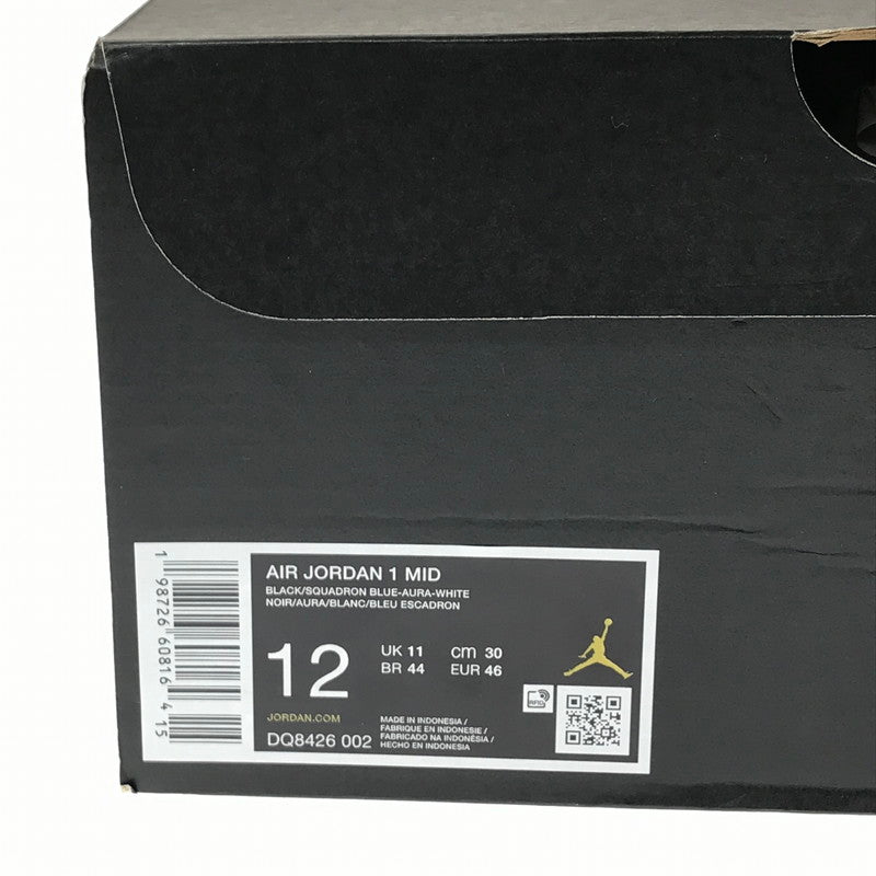 【中古美品】【メンズ】 NIKE ナイキ AIR JORDAN 1 MID DQ8426-002 エアジョーダン 1 ミッド スニーカー 靴 160-260616-na-13-tagh サイズ：30cm US 12 カラー：BLACK/AURA-WHITE-SQUADRON BLUE 万代Net店