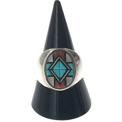 【中古品】【メンズ】 YELMO NATACHU イェルモ ナタチュー ZUNI INRAY RING ズニ インレイ リング 指輪 アクセサリー 191-260623-na-02-tagh カラー：シルバー 万代Net店