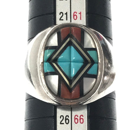 【中古品】【メンズ】 YELMO NATACHU イェルモ ナタチュー ZUNI INRAY RING ズニ インレイ リング 指輪 アクセサリー 191-260623-na-02-tagh カラー：シルバー 万代Net店