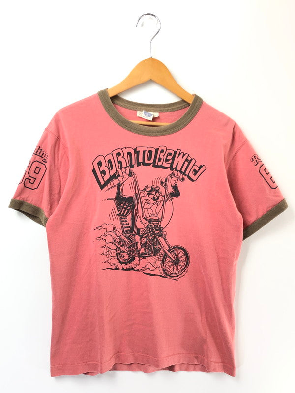 【中古品】【メンズ】 TOYS MCCOY トイズ マッコイ × LOONEY TUNES ルーニー チューンズ TASMANIAN DEVIL BORN TO BE WILD RINGER TEE リンガー Tシャツ トップス 145-260627-rt-02-tagh サイズ：S カラー：ピンク 万代Net店