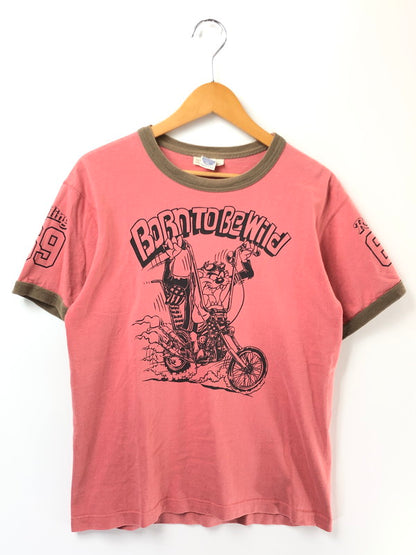 【中古品】【メンズ】 TOYS MCCOY トイズ マッコイ × LOONEY TUNES ルーニー チューンズ TASMANIAN DEVIL BORN TO BE WILD RINGER TEE リンガー Tシャツ トップス 145-260627-rt-02-tagh サイズ：S カラー：ピンク 万代Net店