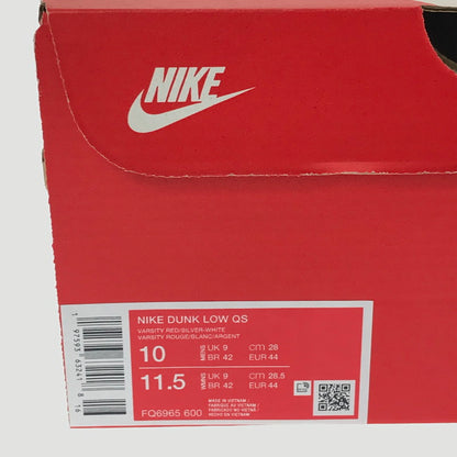 【中古美品】【メンズ】 NIKE ナイキ DUNK LOW QS FQ6965-600 ダンク ロー スニーカー 靴 160-260616-na-18-tagh サイズ：28cm US 10 カラー：VARSITY RED/SILVER-WHITE 万代Net店