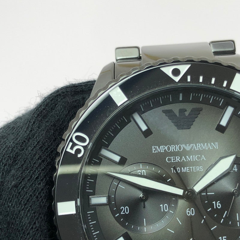 【中古品】【メンズ】 EMPORIO ARMANI エンポリオ アルマーニ CERAMICA CHRONOGRAPH AR-70010 クロノグラフ クォーツ 腕時計 余りコマ3個 197-260701-na-14-tagh カラー：ブラック 万代Net店