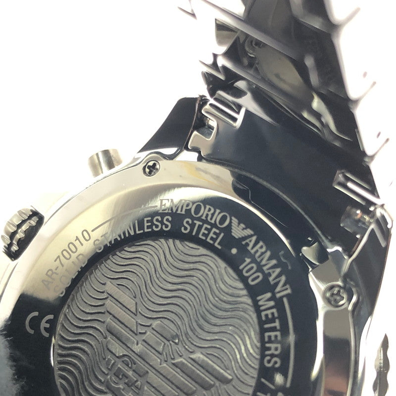 【中古品】【メンズ】 EMPORIO ARMANI エンポリオ アルマーニ CERAMICA CHRONOGRAPH AR-70010 クロノグラフ クォーツ 腕時計 余りコマ3個 197-260701-na-14-tagh カラー：ブラック 万代Net店