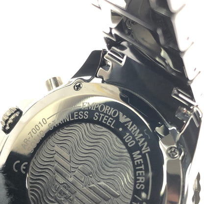【中古品】【メンズ】 EMPORIO ARMANI エンポリオ アルマーニ CERAMICA CHRONOGRAPH AR-70010 クロノグラフ クォーツ 腕時計 余りコマ3個 197-260701-na-14-tagh カラー：ブラック 万代Net店