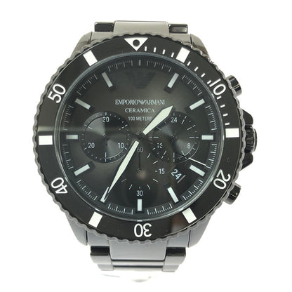 【中古品】【メンズ】 EMPORIO ARMANI エンポリオ アルマーニ CERAMICA CHRONOGRAPH AR-70010 クロノグラフ クォーツ 腕時計 余りコマ3個 197-260701-na-14-tagh カラー：ブラック 万代Net店