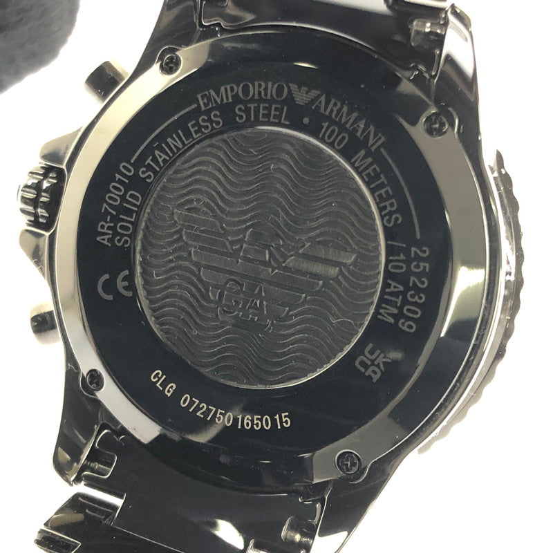 【中古品】【メンズ】 EMPORIO ARMANI エンポリオ アルマーニ CERAMICA CHRONOGRAPH AR-70010 クロノグラフ クォーツ 腕時計 余りコマ3個 197-260701-na-14-tagh カラー：ブラック 万代Net店