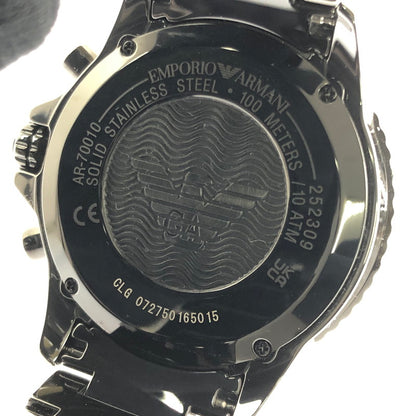 【中古品】【メンズ】 EMPORIO ARMANI エンポリオ アルマーニ CERAMICA CHRONOGRAPH AR-70010 クロノグラフ クォーツ 腕時計 余りコマ3個 197-260701-na-14-tagh カラー：ブラック 万代Net店