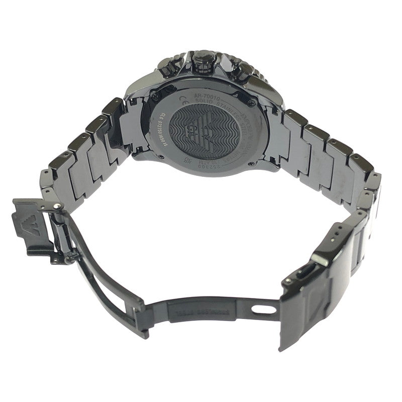 【中古品】【メンズ】 EMPORIO ARMANI エンポリオ アルマーニ CERAMICA CHRONOGRAPH AR-70010 クロノグラフ クォーツ 腕時計 余りコマ3個 197-260701-na-14-tagh カラー：ブラック 万代Net店
