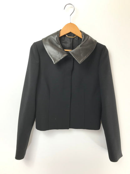 【中古品】【レディース】 GUCCI グッチ LAMB LEATHER TRIM JACKET 207-1339-7278 ラムレザー トリム ジャケット アウター 183-260621-rt-08-tagh サイズ：40 カラー：ブラック 万代Net店