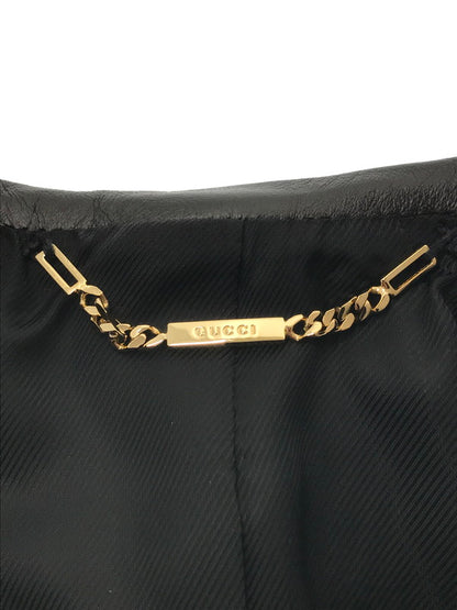 【中古品】【レディース】 GUCCI グッチ LAMB LEATHER TRIM JACKET 207-1339-7278 ラムレザー トリム ジャケット アウター 183-260621-rt-08-tagh サイズ：40 カラー：ブラック 万代Net店