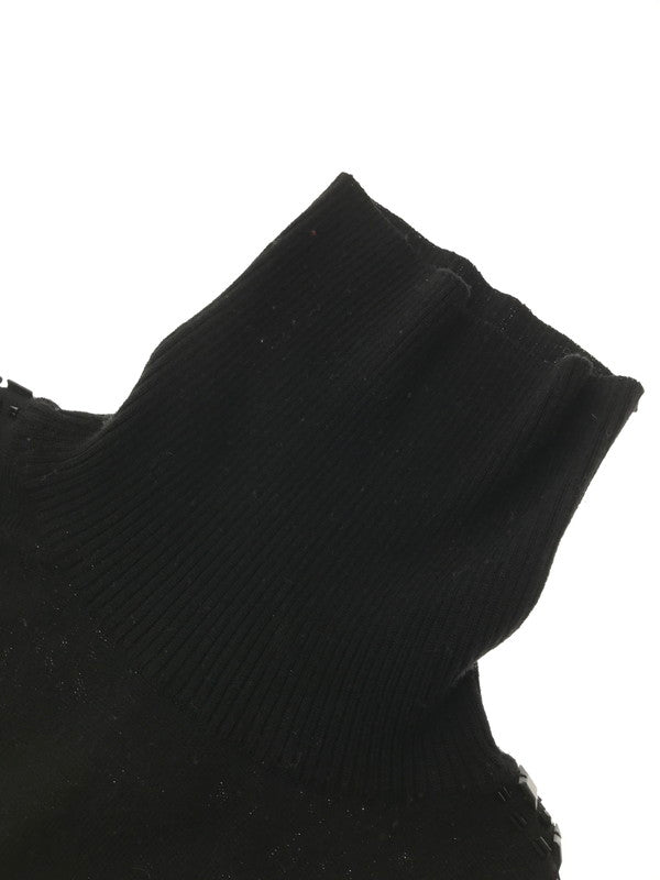【中古品】【レディース】 GIANNI VERSACE ジャンニ・ヴェルサーチ STADS TURTLE NECK KNIT スタッズ タートルネック ニット イタリア製 トップス 168-260621-rt-03-tagh サイズ：52 カラー：ブラック 万代Net店