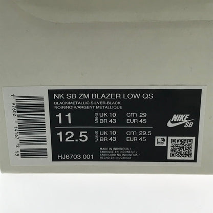 【中古品】【メンズ】 NIKE SB ナイキ エスビー × DANCER SKATEBOARDS ダンサー スケートボード ZOOM BLAZER LOW QS HJ6703-001 ズーム ブレザー ロー スニーカー 靴 160-260622-na-01-tagh サイズ：29cm US 11 カラー：BLACK/METALLIC SILVER-BLACK 万代Net店
