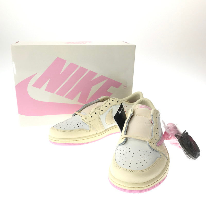 【中古美品】【メンズ】 TRAVIS SCOTT トラヴィス スコット × NIKE ナイキ AIR JORDAN 1 RETRO LOW OG IQ7604-100 エアジョーダン 1 レトロ ロー スニーカー 靴 160-260616-na-11-tagh サイズ：29cm US 11 カラー：MUSLIN/SHY PINK/SAIL/UNIVERSITY RED 万代Net店