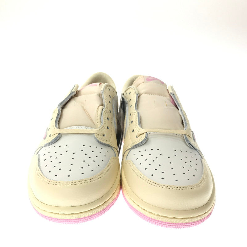 【中古美品】【メンズ】 TRAVIS SCOTT トラヴィス スコット × NIKE ナイキ AIR JORDAN 1 RETRO LOW OG IQ7604-100 エアジョーダン 1 レトロ ロー スニーカー 靴 160-260616-na-11-tagh サイズ：29cm US 11 カラー：MUSLIN/SHY PINK/SAIL/UNIVERSITY RED 万代Net店