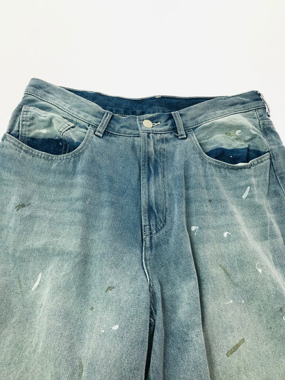 【中古品】【メンズ】 BEAMS ビームス WIDE PAINT DENIM THREE QUARTERS PANTS 11-21-1641-791 ワイド ペイントデニム 七分丈 パンツ 158-260627-rt-13-tagh サイズ：2 カラー：インディゴ 万代Net店