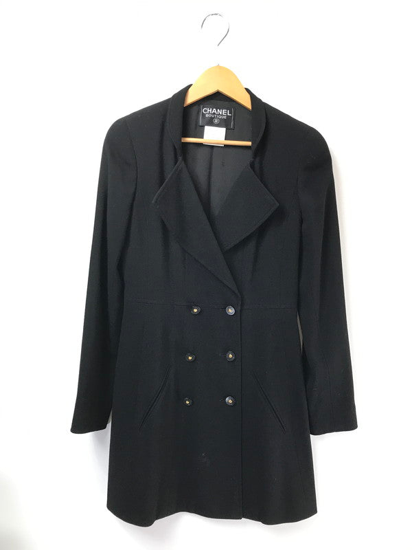 【中古品】【レディース】 CHANEL BOUTIQUE シャネル ブティック 97P WOOL DOUBLE LONG JACKET ウール ダブル ロング ジャケット フランス製 ライトアウター 183-260621-rt-07-tagh サイズ：38 カラー：ブラック 万代Net店