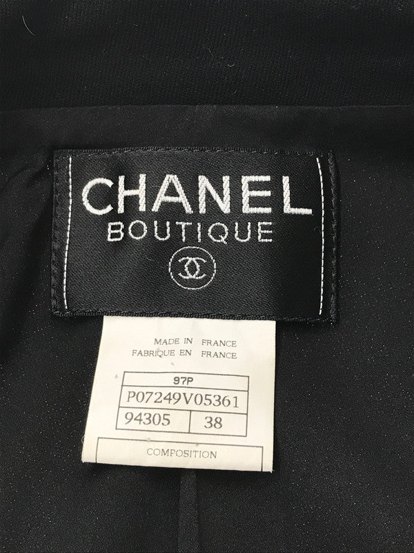 【中古品】【レディース】 CHANEL BOUTIQUE シャネル ブティック 97P WOOL DOUBLE LONG JACKET ウール ダブル ロング ジャケット フランス製 ライトアウター 183-260621-rt-07-tagh サイズ：38 カラー：ブラック 万代Net店