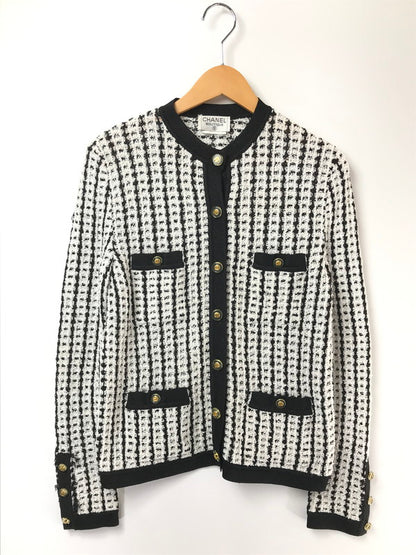 【中古品】【レディース】 CHANEL BOUTIQUE シャネル ブティック COCO MARK BUTTON KNIT CARDIGAN ココ マーク ボタン ニット カーディガン トップス 183-260621-rt-05-tagh サイズ：不明 下記参照 カラー：ホワイト/ブラック 万代Net店